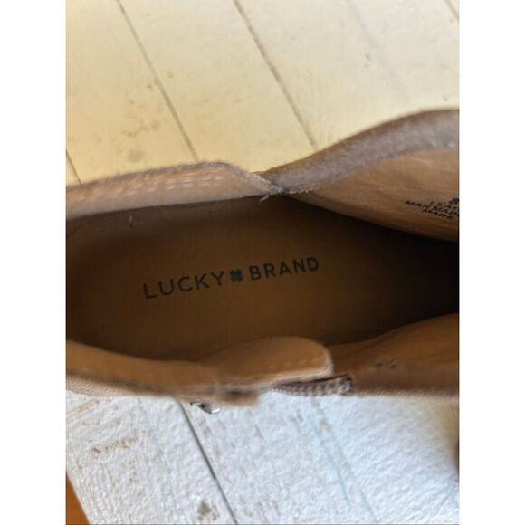 Lucky Brand LP-Farel Women’s Ankle Boots 8.5M Taupe Suede Block Heel Booties Zip - Picture 3 of 8